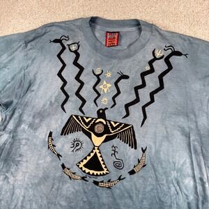 Dagoli T Shirt Mens XXL Blue Tie‎ Dye The Diviner Indigenous Art Graphic Tee